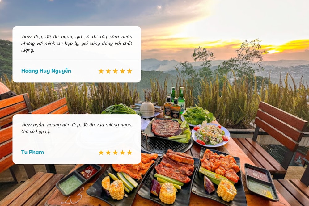 Menu chủ yếu phục vụ các món nướng, thức ăn tươi ngon, hoàn hảo để nhâm nhi cùng gia đình và bạn bè trong thời tiết se lạnh
